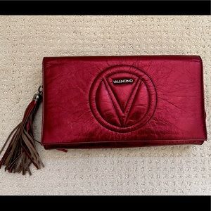 Never worn Valentino metallic red clutch